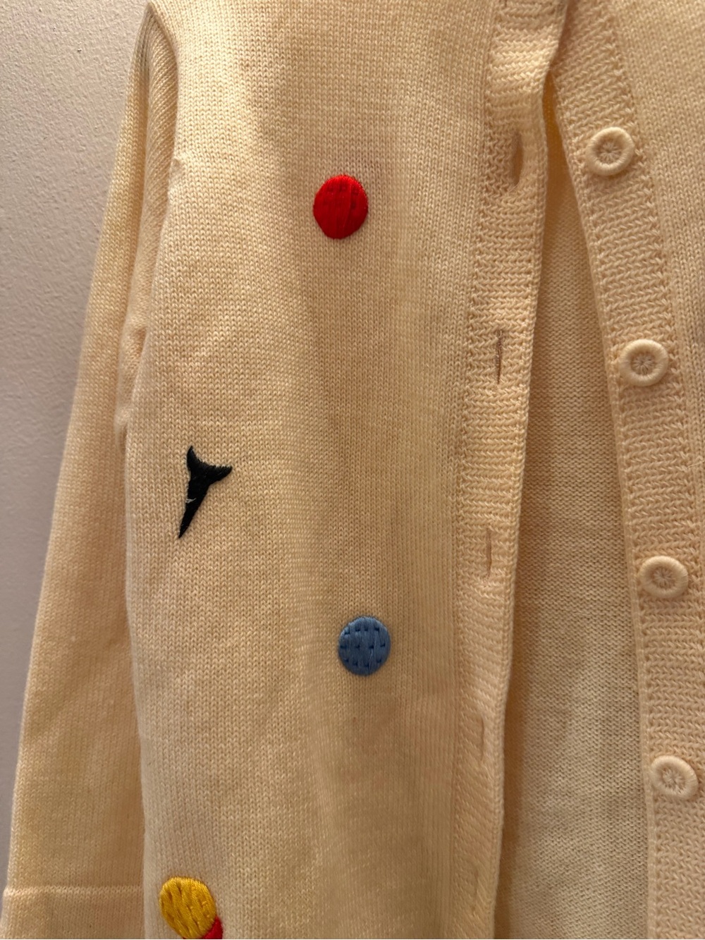 Vintage 60s AlSim Original Wool Golf Cardigan Sweater Hand Embroided med - Picture 6 of 7
